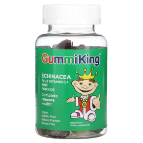 Thực phẩm bổ sung GummiKing Echinacea Plus Vitamin C+ Zinc for Kids Strawberry Orange Lemon Grape Cherry and Grapefruit 60 Gummies 835776000677