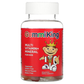 Thực phẩm bổ sung GummiKing Multi Vitamin + Mineral For Kids Grape Lemon Orange Strawberry And Cherry 60 Gummies 835776001087