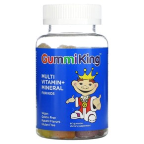 Thực phẩm bổ sung GummiKing Multi-Vitamin + Mineral for Kids Strawberry Orange Lemon Grape Cherry and Grapefruit 60 Gummies 835776000684