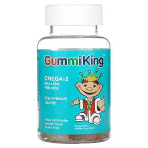 Thực phẩm bổ sung GummiKing Omega-3 DHA + EPA for Kids Strawberry Orange and Lemon 60 Gummies 835776000837