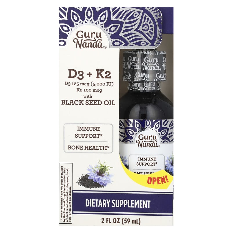 Dầu Hạt Đen GuruNanda D3 + K2 59 ml 10 gurunanda d3 k2 black seed oil 2 fl oz 59 ml 137807 810051084078