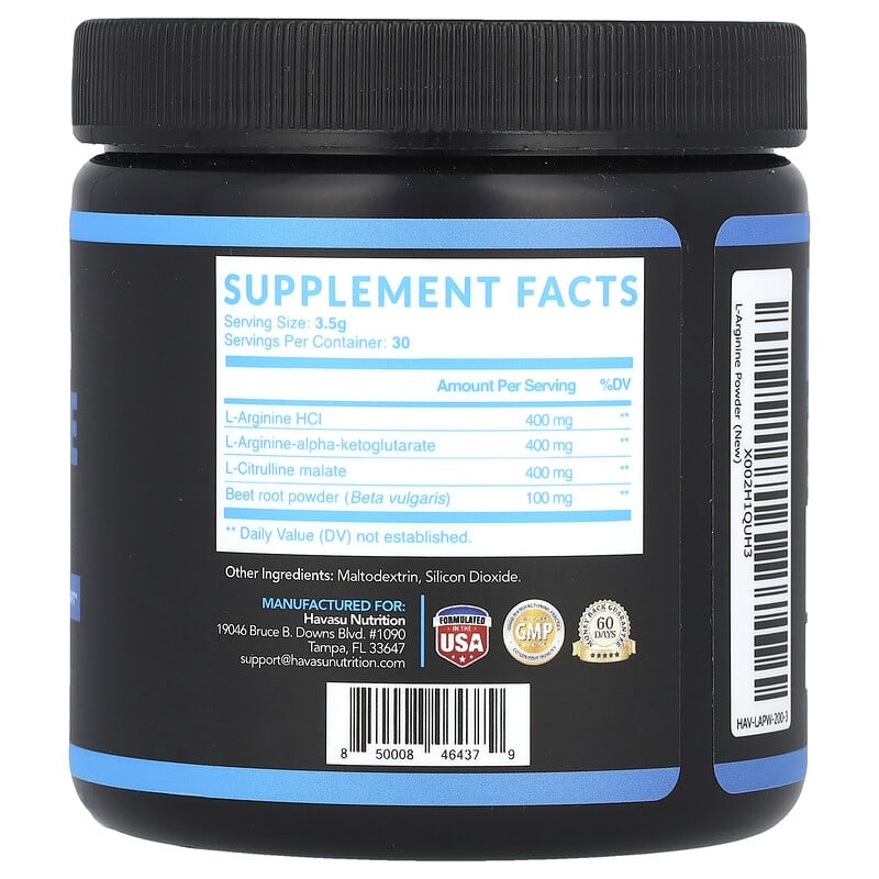 Bột L-Arginine Havasu Nutrition Tăng Cường Sức Khỏe 105g 9 Bột L-Arginine Havasu Nutrition Tăng Cường Sức Khỏe 105g 850008464379