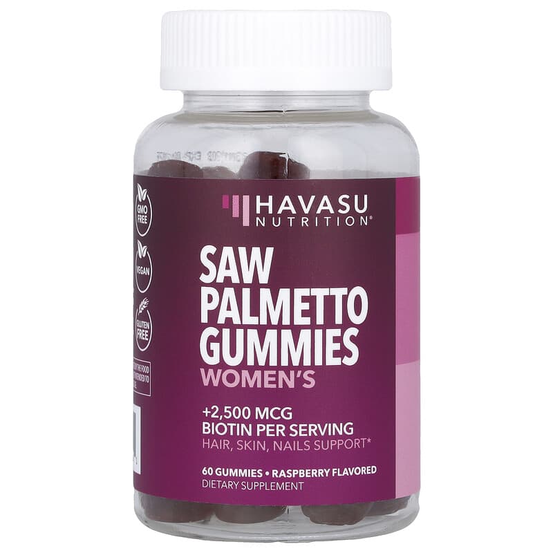 Havasu Nutrition, Women's, Saw Palmetto Gummies, Raspberry, 60 viên nhai 850041750491