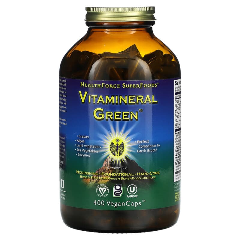 HealthForce Superfoods Vitamineral Green Phiên Bản 5.6 400 viên chay 10 healthforce superfoods vitamineral green version 5 6 400 vegancaps 19407 650786000567