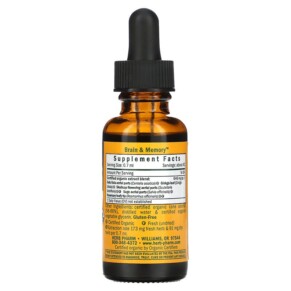 Herb Pharm Tinh Chất Hỗ Trợ Não Bộ & Trí Nhớ 30 ml 3 Thành phần vi chất của Herb Pharm Brain & Memory Nervous System 1 fl oz (30 ml) 090900000194