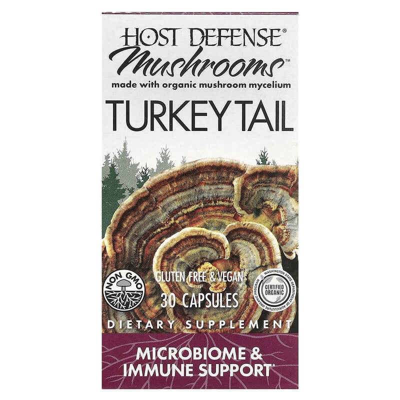 Nấm hỗ trợ miễn dịch Host Defense, Nấm Đuôi Gà, 30 viên 10 host defense host defense mushrooms turkey tail 30 capsules 140083 633422232751