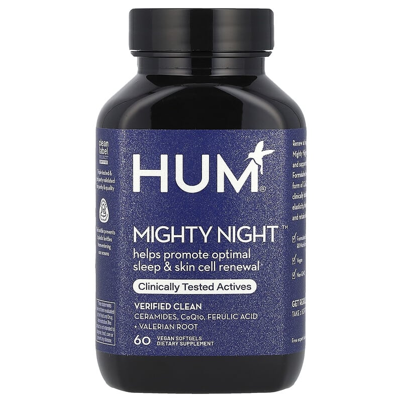 HUM Nutrition Mighty Night Ceramides CoQ10 Axit Ferulic và Rễ Valerian 60 viên mềm 10 hum nutrition mighty night ceramides coq10 ferulic acid valerian root 60 vegan softgels 145395 850008331008