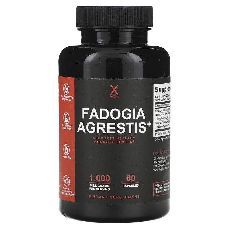 Humanx Fadogia Agrestis+ 1000 mg 60 viên 500 mg mỗi viên 10 humanx fadogia agrestis 1 000 mg 60 capsules 500 mg per capsule 132362 756029730922
