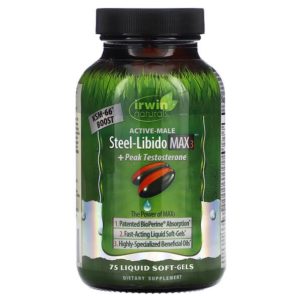 Irwin Naturals Active-Meal Steel-Libido Max 3 + Peak Testosterone 75 viên 840081402672