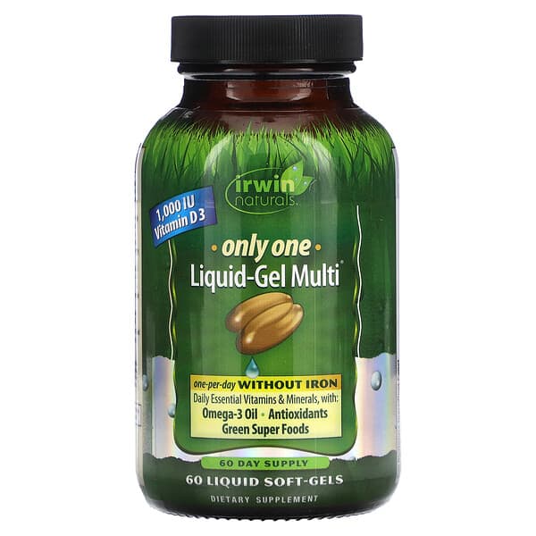Irwin Naturals Only One Liquid-Gel Multi Without Iron 60 viên 10 irwin naturals only one liquid gel multi without iron 60 liquid soft gels 36693 710363577391