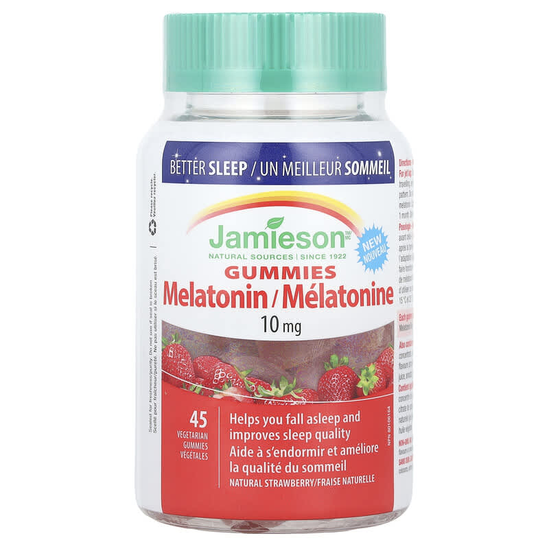 Viên ngậm Melatonin Jamieson Vitamins vị dâu tự nhiên 10 mg 45 viên 10 jamieson vitamins melatonin gummies natural strawberry 10 mg 45 vegetarian gummies 143101 064642096579