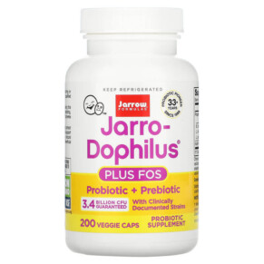 Thực phẩm bổ sung Jarrow Formulas Jarro-Dophilus Plus FOS 3.4 Billion CFU 200 Veggie Caps 790011030126