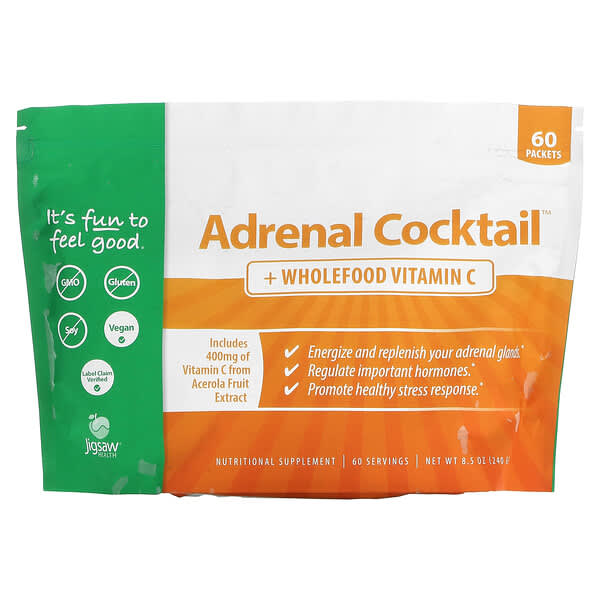 Jigsaw Health Adrenal Cocktail + Wholefood Vitamin C 60 gói 4 g 10 jigsaw health adrenal cocktail wholefood vitamin c 60 packets 4 g each 129828 876634001696