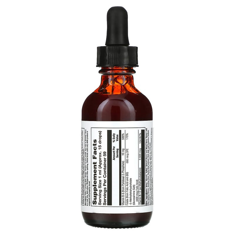 KAL B-6 B-12 Axit Folic Trái Cây Trộn 2 fl oz (59 ml) 2 Thành phần vi chất của KAL B-6 B-12 Folic Acid Mixed Berry 2 fl oz (59 ml) 021245963097