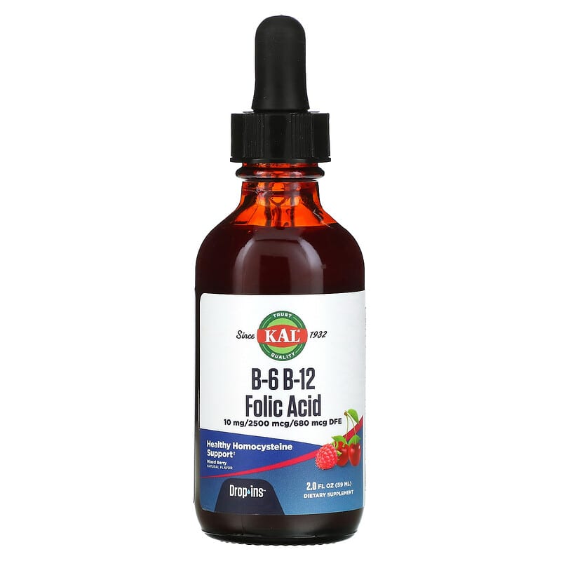 KAL B-6 B-12 Axit Folic Trái Cây Trộn 2 fl oz (59 ml) 10 kal b 6 b 12 folic acid mixed berry 2 fl oz 59 ml 106639 021245963097