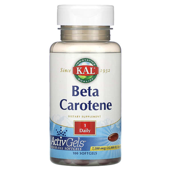 KAL Beta Carotene 7.500 mcg 25.000 IU 100 viên 10 kal beta carotene 7 500 mcg 25 000 iu 100 softgels 123539 021245548348