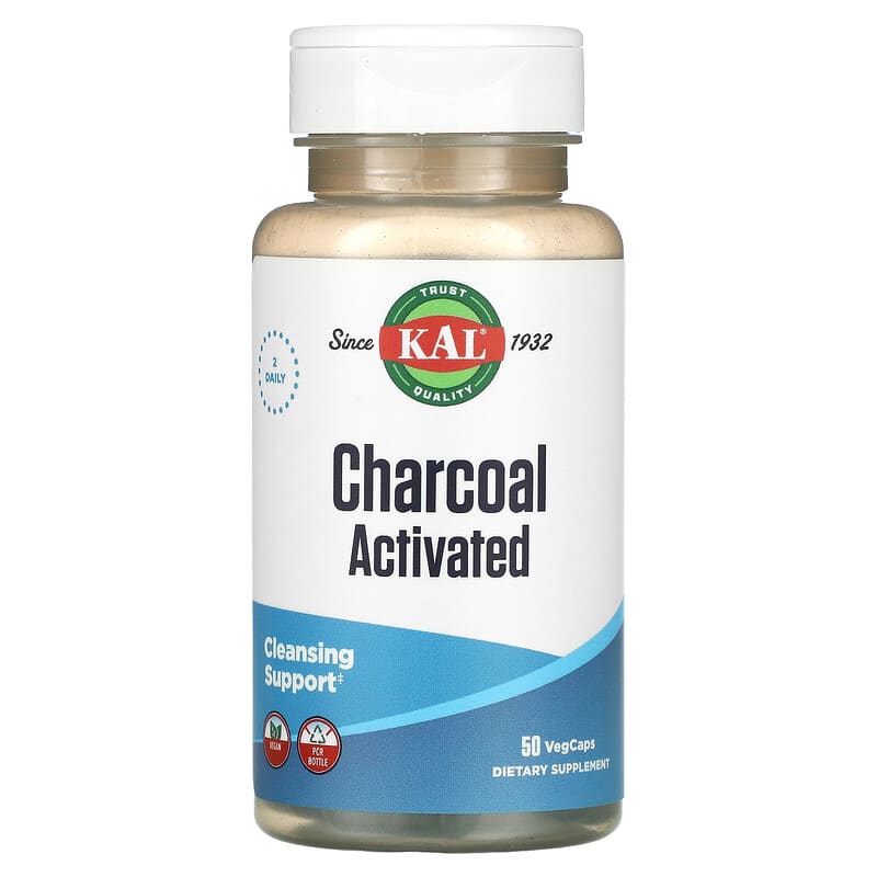 KAL viên nén Than Hoạt Tính 50 VegCaps 10 kal charcoal activated 50 vegcaps 70132 021245586050
