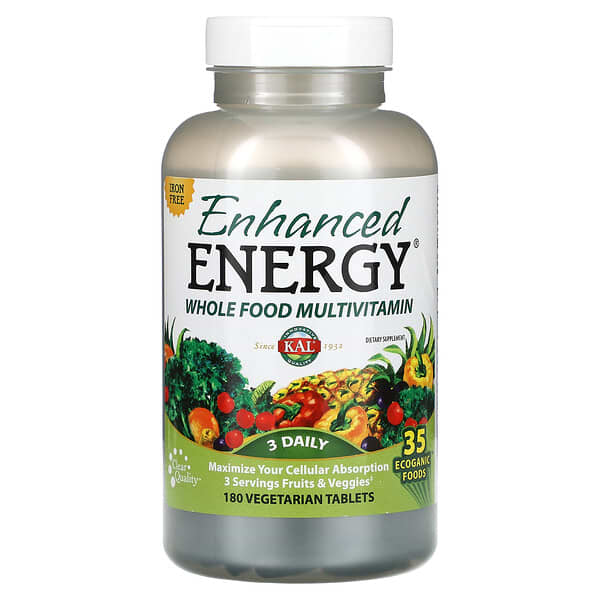 KAL Enhanced Energy Whole Food Multivitamin Iron Free 180 viên 021245710080