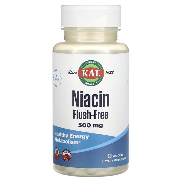 KAL Niacin Flush-Free 500 mg 60 viên 10 kal niacin flush free 500 mg 60 vegcaps 121442 021245286066