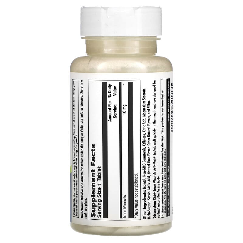 KAL Khoáng Chất Trace Minerals Lime 10 mg 90 viên nén Nhỏ 2 Thành phần vi chất của KAL Trace Minerals Lime 10 mg 90 Micro Tablets 021245741831