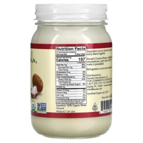 Bơ Dừa Hữu Cơ Kevala 16 oz (453 g) 3 Thành phần vi chất của Kevala Organic Coconut Butter 16 oz (453 g) 816536011089