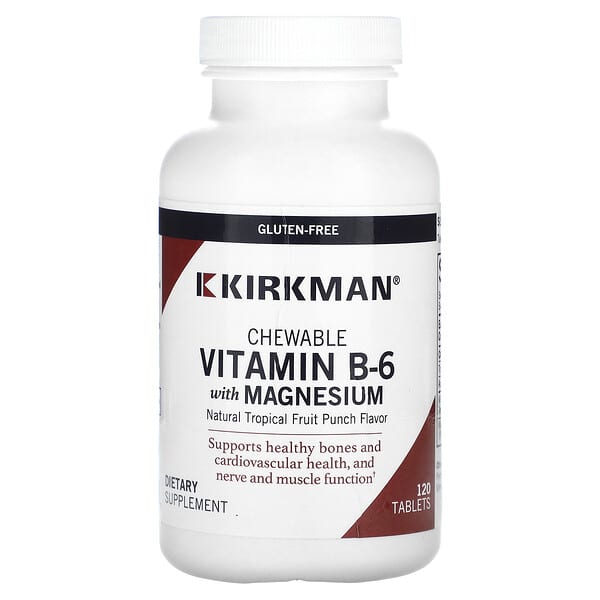 Kirkman Labs Chewable Vitamin B-6 with Magnesium Natural Tropical Fruit Punch 120 viên 812325020973