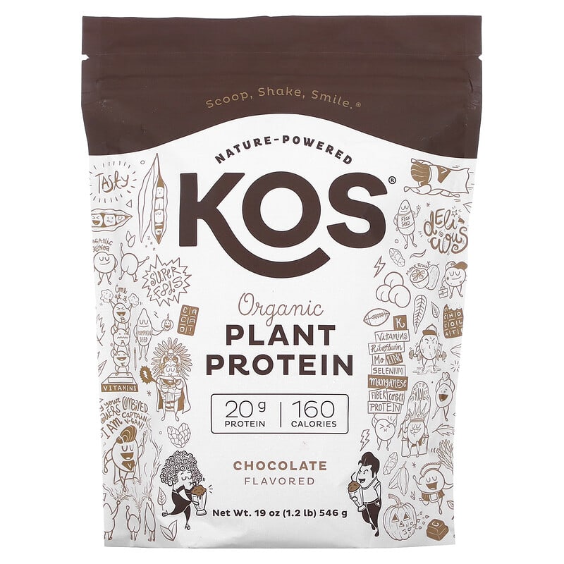 Bột protein thực vật hữu cơ KOS vị sô cô la 1.2 lb (546 g) 10 kos organic plant protein chocolate 1 2 lb 546 g 114491 850015510861