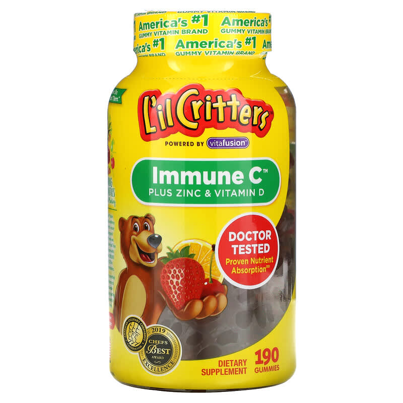 Kẹo dẻo L'il Critters Immune C Plus Zinc & Vitamin D 190 viên bổ sung miễn dịch 10 l il critters immune c plus zinc vitamin d 190 gummies 80814 027917019451