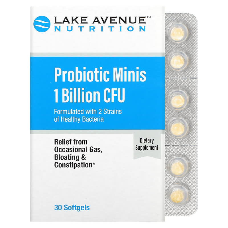 Viên uống lợi khuẩn Lake Avenue Nutrition Probiotic Minis 2 chủng 1 tỷ CFU 30 viên mềm 10 lake avenue nutrition probiotic minis 2 strain blend 1 billion cfu 30 softgels 96984 898220014866