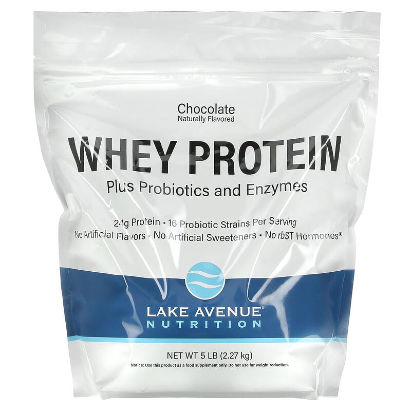 Bột Protein Whey + Probiotics Hương Chocolate Lake Avenue Nutrition 5 lb (2.27 kg) 10 lake avenue nutrition whey protein probiotics chocolate 5 lb pouch 2 27 kg 96985 898220014323