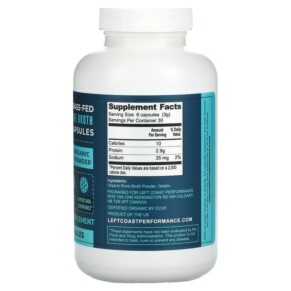 Nước dùng xương hữu cơ từ bò ăn cỏ Left Coast Performance 180 viên nang 3 Thành phần vi chất của Left Coast Performance Organic Grass Fed Bone Broth 180 Capsules 752830334236