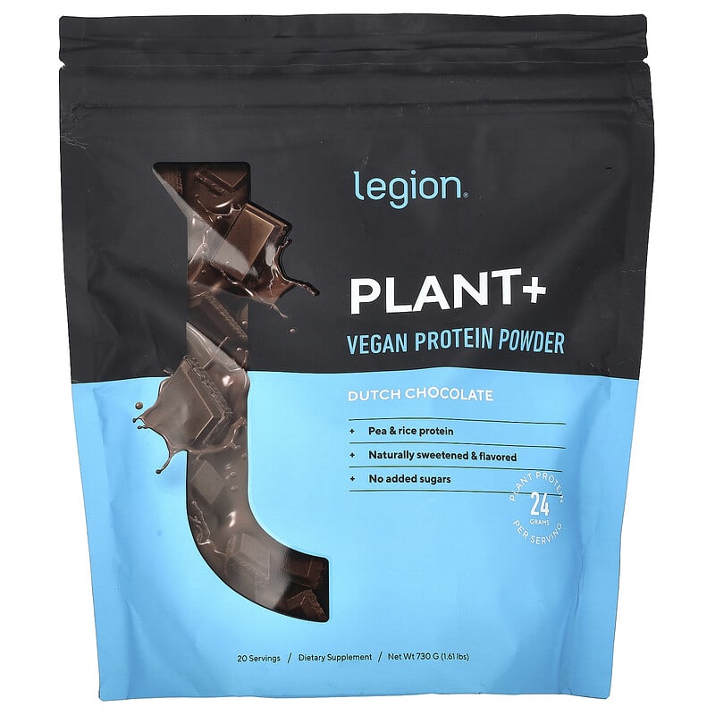 Bột protein thực vật Legion Athletics Plant+ hương socola Hà Lan 730g 10 legion athletics plant vegan protein powder dutch chocolate 1 61 lbs 730 g 142125 653341677310