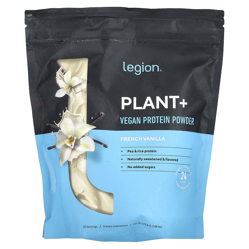 Legion Athletics, Plant+, Vegan Protein Powder, French Vanilla, 1,48 lbs (672,8 g) 653341671110