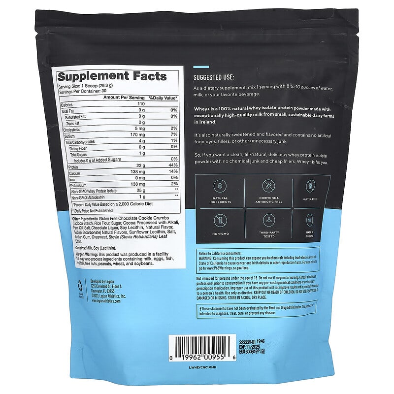 Bột protein whey Legion Athletics Whey+, hương vị bánh quy & kem, 1,94 lbs (879 g) 9 Bột protein whey Legion Athletics Whey+, hương vị bánh quy & kem, 1,94 lbs (879 g) 019962009556