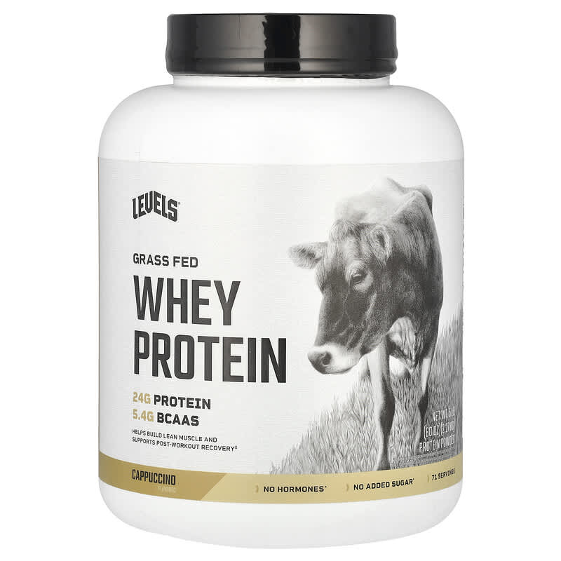 Levels, Grass Fed Whey Protein Powder, Cappuccino, 5 lb (2,27 kg) 857965007779