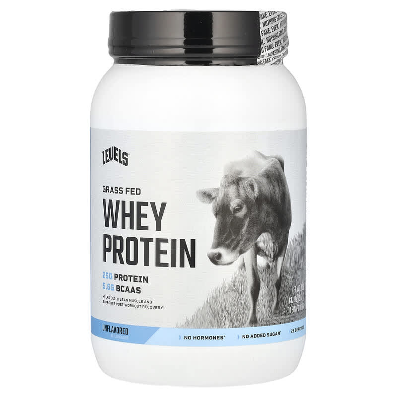 Levels, Grass Fed Whey Protein Powder, Unflavored, 2 lb (907 g) 857965007014