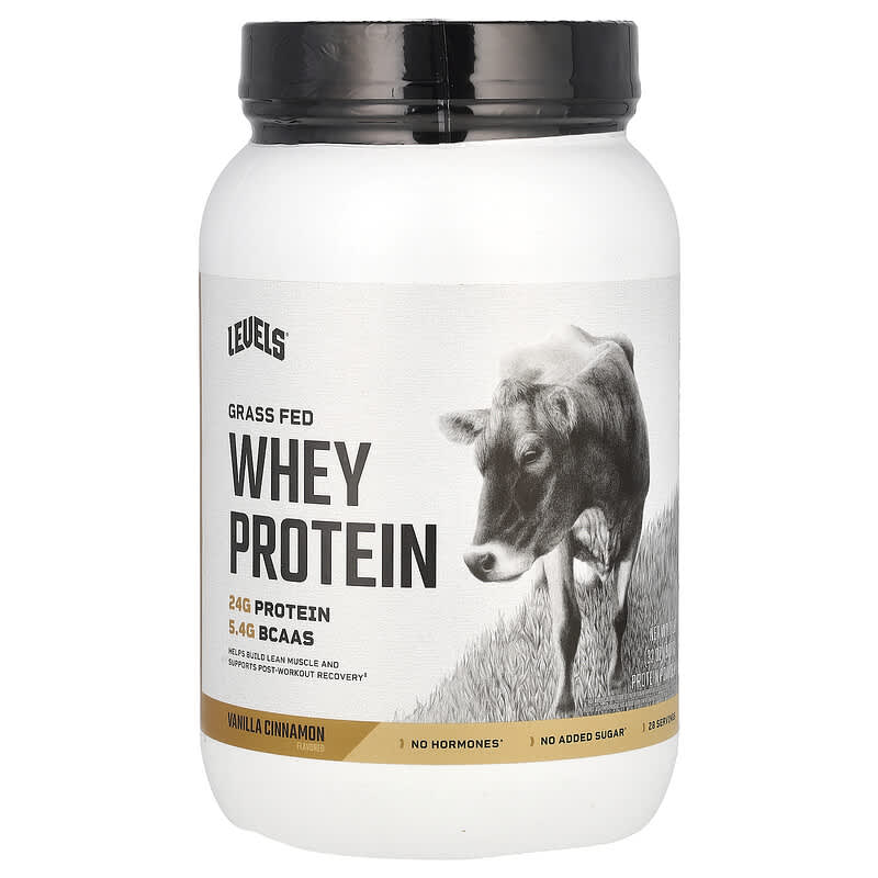 Bột Protein Whey Cỏ Tươi Levels Hương Vanila Quế 2 lb (907 g) 10 levels grass fed whey protein powder vanilla cinnamon 2 lb 907 g 141514 857965007113