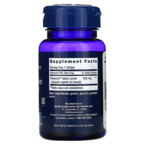 Thành phần vi chất của Life Extension Black Cumin Seed Oil 60 Softgels 737870170969