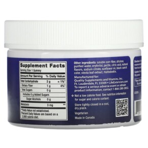 Thành phần vi chất của Life Extension Gummy Science Melatonin Strawberry 3 mg 60 Gummies 737870250364