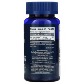 Thành phần vi chất của Life Extension Iron Protein Plus 300 mg 100 Vegetarian Capsules 737870167716