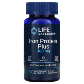 Thực phẩm bổ sung Life Extension Iron Protein Plus 300 mg 100 Vegetarian Capsules 737870167716