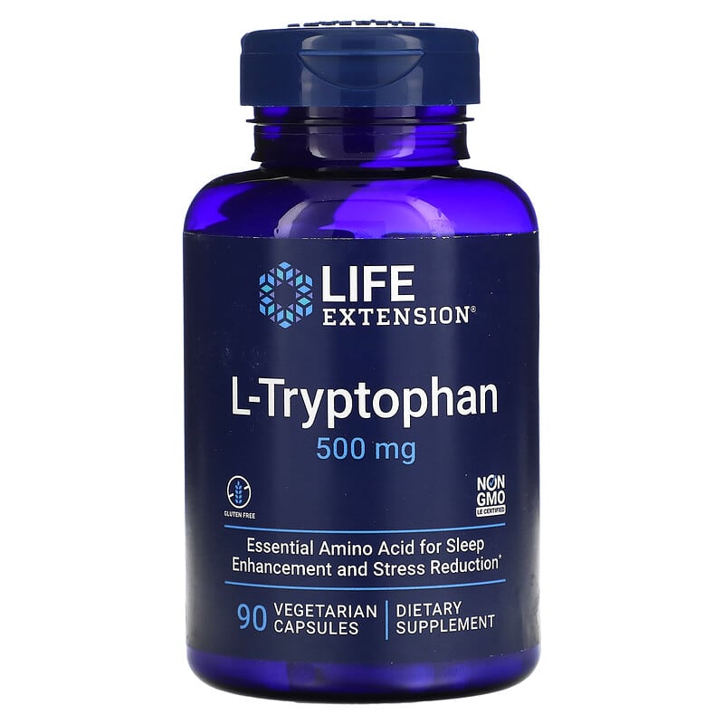 Viên uống L-Tryptophan 500 mg 90 viên thực vật Life Extension 10 life extension l tryptophan 500 mg 90 vegetarian capsules 48811 737870172291