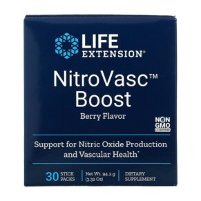Thực phẩm bổ sung Life Extension NitroVasc Boost Berry Flavor 30 Stick Packs 737870232001