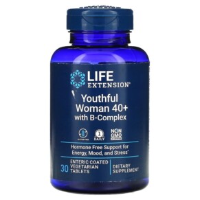 Thực phẩm bổ sung Life Extension Youthful Woman 40+ with B-Complex 30 Enteric Coated Vegetarian Tablets 737870250739