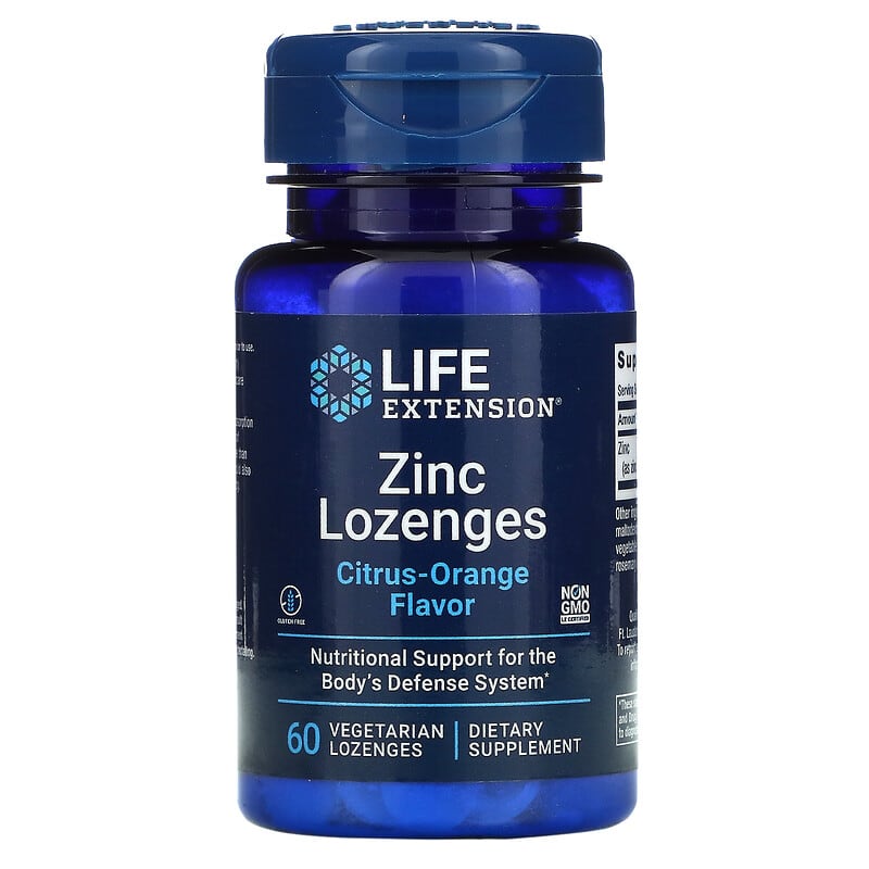 Viên ngậm kẽm vị cam chanh Life Extension 60 viên chay 10 life extension zinc lozenges citrus orange 60 vegetarian lozenges 55400 737870156161