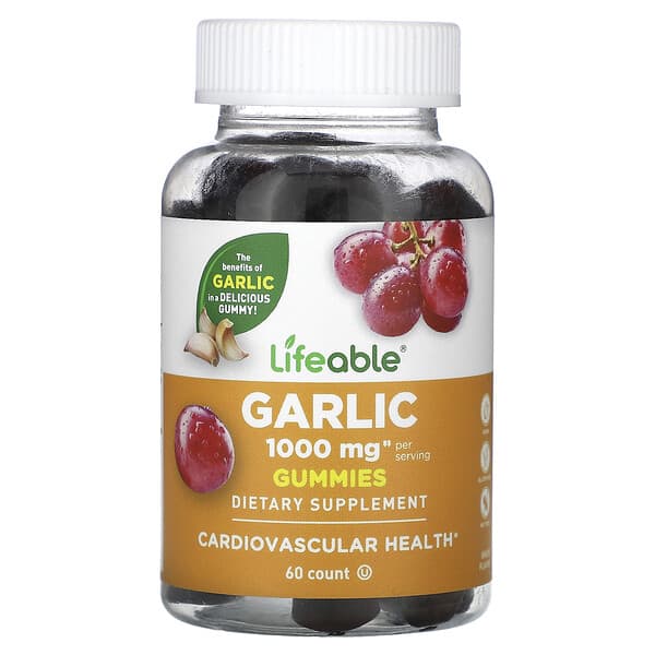 Lifeable Garlic Gummies Grape 1.000 mg 60 viên nhai 500 mg/viên 10 lifeable garlic gummies grape 1 000 mg 60 gummies 500 mg per gummy 124767 810102730428