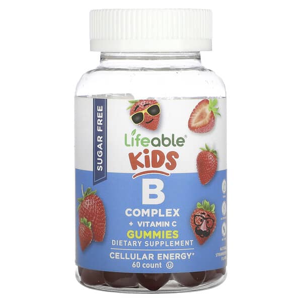 Lifeable Kids B Complex + Vitamin C Gummies Sugar Free Natural Strawberry 60 viên nhai 810102730794