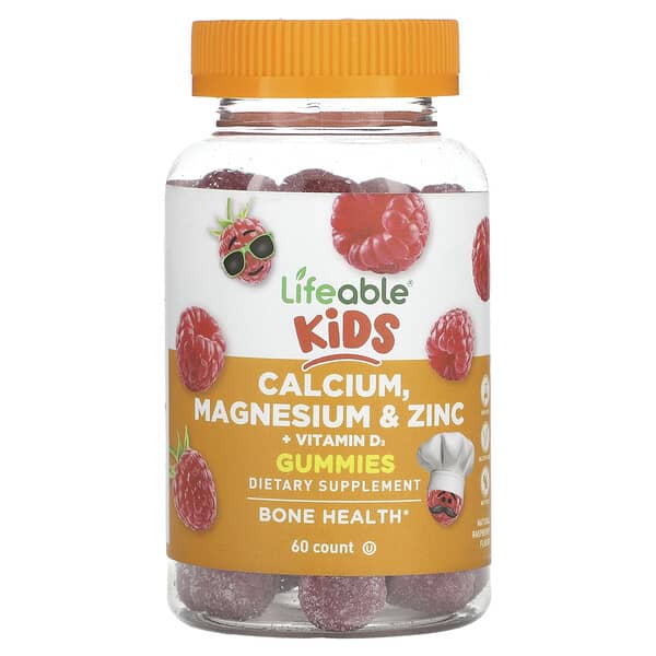 Lifeable Kids Calcium Magnesium & Zinc + Vitamin D3 Gummies Natural Raspberry 60 viên nhai 10 lifeable kids calcium magnesium zinc vitamin d3 gummies natural raspberry 60 gummies 124762 810102731005