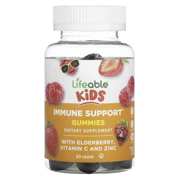 Lifeable Kids Immune Support Gummies Natural Berry 60 viên nhai 8 lifeable kids immune support gummies natural berry 60 gummies 124764 810102730718