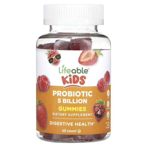 Lifeable Kids Probiotic Gummies Natural Berry 5 tỷ 60 viên nhai 10 lifeable kids probiotic gummies natural berry 5 billion 60 gummies 124782 810102730336
